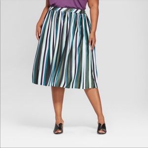 Plus Size Striped Pleated Midi Skirt Ava & Viv™ 2X